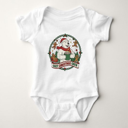 Cozy Christmas Crew – Cute Polar Bear & Gingerbrea Romper (Voorkant)