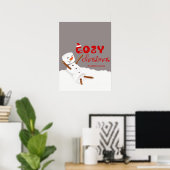 Cozy Christmas Cute Snowman Poster (Thuiskantoor)