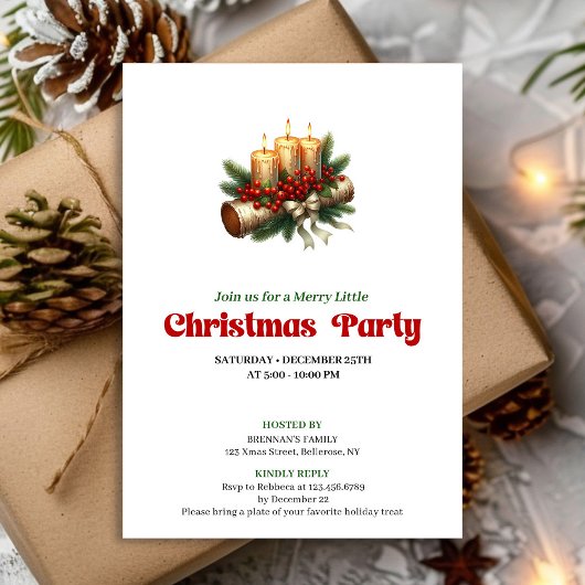 Cozy Christmas Decoration Invite Custom Name Kaart