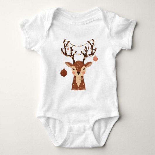Cozy Christmas Deer with Ornaments and Lights Romper (Voorkant)
