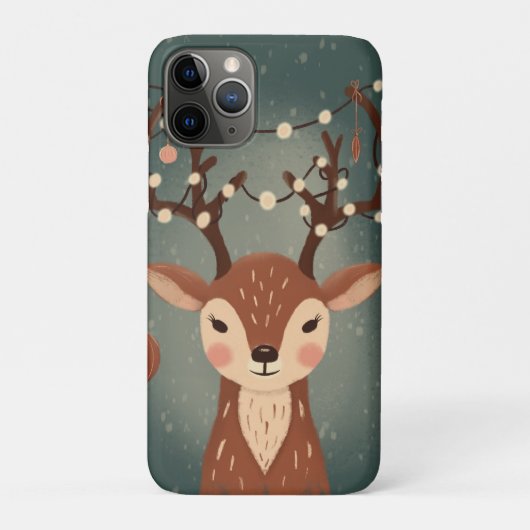 Cozy Christmas Deer with Ornaments and LPhone Case (Achterkant)