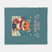 Cozy Christmas Fox Fleece Blanket (Voorkant (Horizontaal))