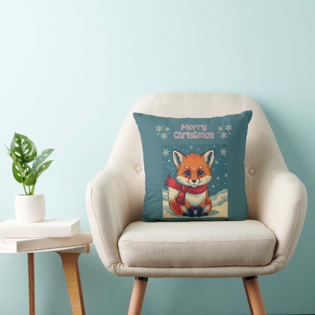 Cozy Christmas Fox Throw Pillow Kussen (Stoel)