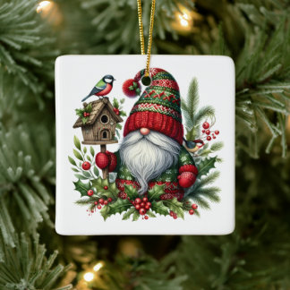 Cozy Christmas Gnome Art – Festive Holiday Keramisch Ornament
