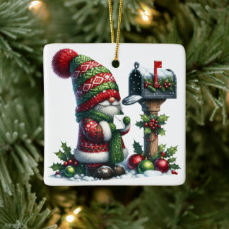 Cozy Christmas Gnome Art – Festive Holiday Keramisch Ornament