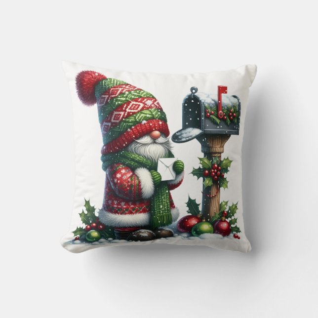 Cozy Christmas Gnome Art – Festive Holiday Kussen (Voorkant)