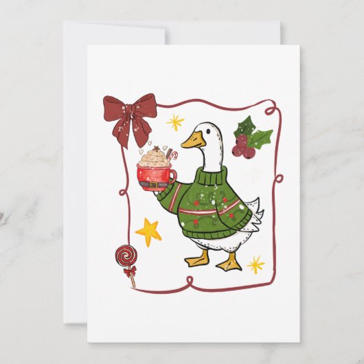 Cozy Christmas Goose Holiday Design Kaart (Voorkant)