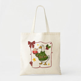 Cozy Christmas Goose Holiday Design Tote Bag