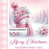 Cozy Christmas Mug Pink Snowman Winter Forest Kids Koffiemok