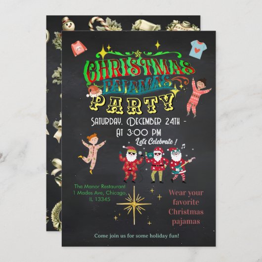 Cozy Christmas Pajamas Party Funny Rustic Kaart (Voorkant / Achterkant)