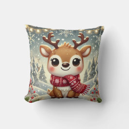 Cozy Christmas Reindeer in a Winter Wonderland Kussen