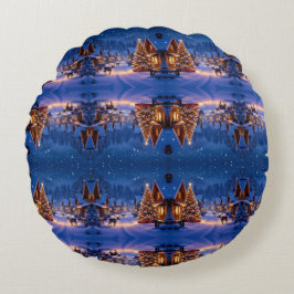 Cozy Christmas Throw  Round Pillow Rond Kussen