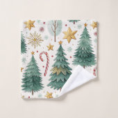 Cozy Christmas trees red green holiday bath towel Bad Handdoek (Wasdoekje)
