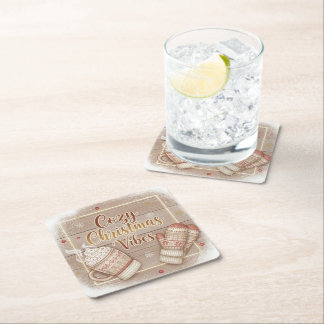 Cozy Christmas Vibes Decorative Pillow Vierkante Kartonnen Onderzetter