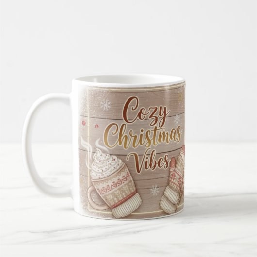 Cozy Christmas Vibes Mug | Rustic Winter Cabin Coc (Gauche)