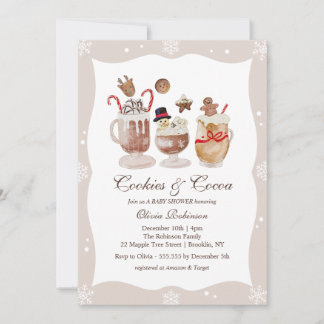 Cozy Cocoa and Cookies Winter baby shower Kaart