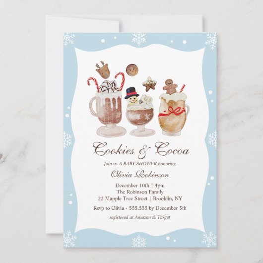 Cozy Cocoa and Cookies Winter baby shower Kaart (Voorkant)