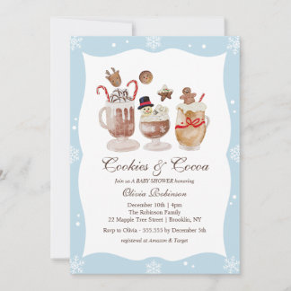 Cozy Cocoa and Cookies Winter baby shower Kaart