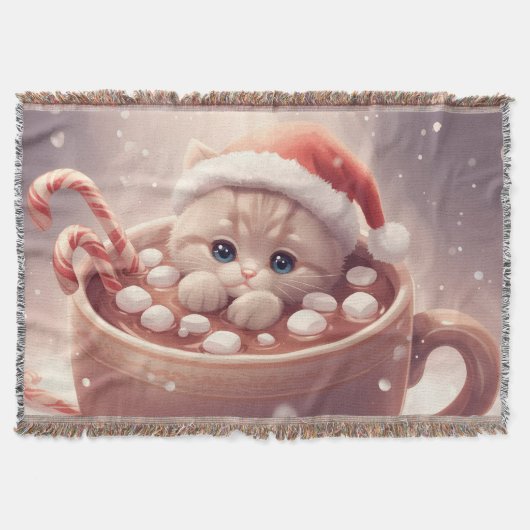 “Cozy Cocoa Kitty" Cute Christmas Cat  Deken (Voorkant)