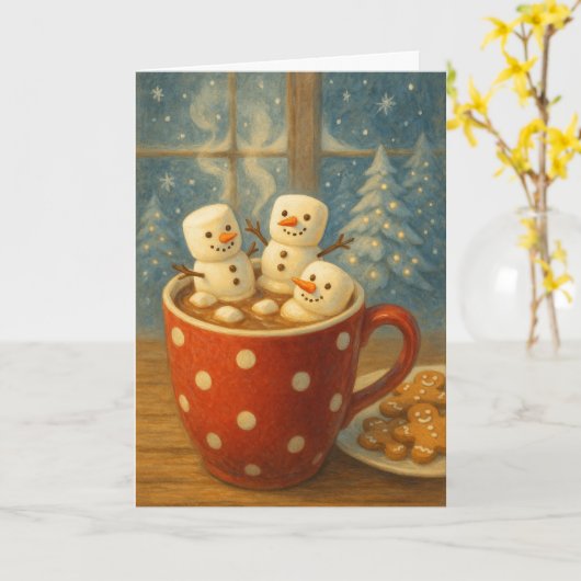 Cozy Cocoa Snowmen Kaart (Gele Bloem)