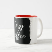 Cozy Coffee Aesthetic Script Two-Tone Ceramic Mug (Devant droit)