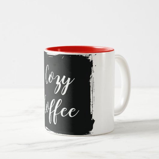 Cozy Coffee Aesthetic Script Two-Tone Ceramic Mug (Devant droit)
