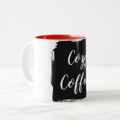 Cozy Coffee Aesthetic Script Two-Tone Ceramic Mug (Devant gauche)