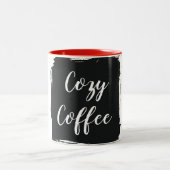 Cozy Coffee Aesthetic Script Two-Tone Ceramic Mug (Centre)