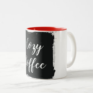 Cozy Coffee Aesthetic Script Two-Tone Ceramic Mug Tweekleurige Koffiemok