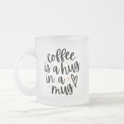 Cozy Coffee Quote Frosted Glass Mug (Gauche)