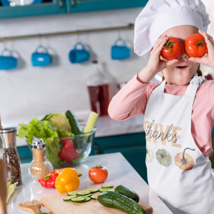 Cozy Colorful Pastel geeft Bedankt en pompoen Kinder Schort