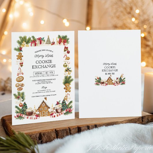 Cozy Cookie Exchange with Gingerbread House Kaart