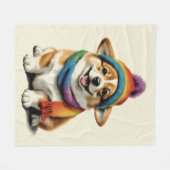 Cozy Corgi Fleece Deken (Voorkant (Horizontaal))