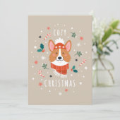 Cozy Corgi - Kerstwarmte Feestdagenkaart (Staand voorkant)