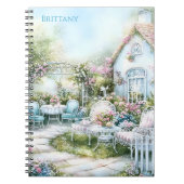 Cozy Cottage Blue Florals Blue Patio | Notitieboek (Voorkant)