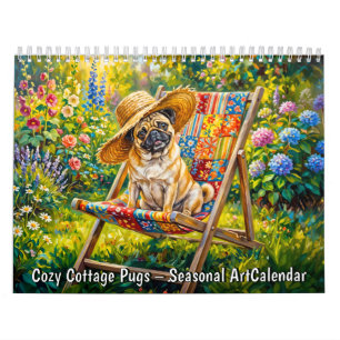 Cozy Cottage Pugs - Seizoensgebonden Kunstkalender Kalender