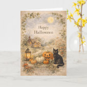 Cozy Cottage Vintage Halloween Kaart (Gele Bloem)
