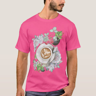 Cozy Cotvoordcore Coffee Cup Fairy Rozen Raspberri T-shirt
