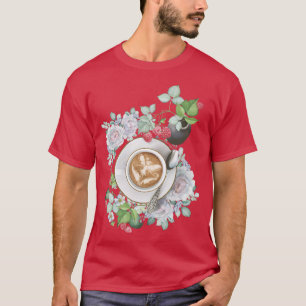 Cozy Cotvoordcore Coffee Cup Fairy Rozen Raspberri T-shirt
