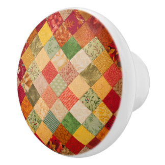 Cozy Country Herfst Diamond Patchwork Quilt Keramische Knop