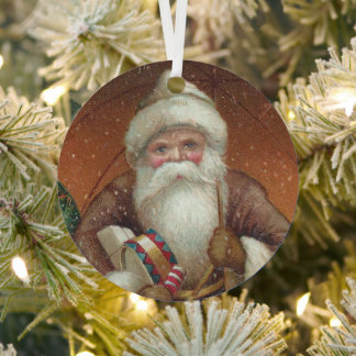 Cozy Country Retro Santa Claus rustige brown Metalen Ornament