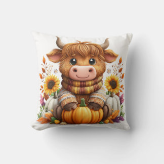 Cozy Cow with Pumpkin & Sunflowers Kussen