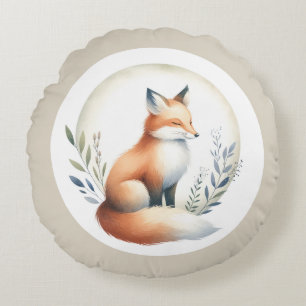 Cozy Critter - Fox Illustration  Rond Kussen