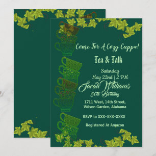 Cozy Cuppa Groene Theekopjes Afternoon Tea 50 Verj Kaart