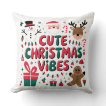 Cozy "Cute Christmas Vibes" Throw Pillow