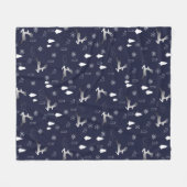 Cozy Dark Fleece Blanket with Silver Reindeer (Voorkant (Horizontaal))