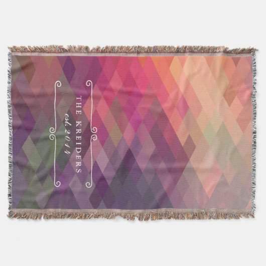 Cozy Diamond Pattern Personalized Throw Blanket Deken (Voorkant)