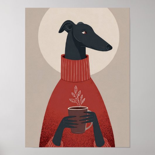 Cozy Dog Art – Mug & Steam Poster (Voorkant)