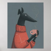 Cozy Dog Poster – Stylized Greyhound with Mug (Devant)