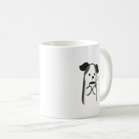 Cozy Dog with Coffee Mug | Minimalist Line Art Pet (Devant droit)
